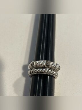 2Vintage Designer Judith Jack Marcasite Cable SterlingSilver Stackable Rings Sz5